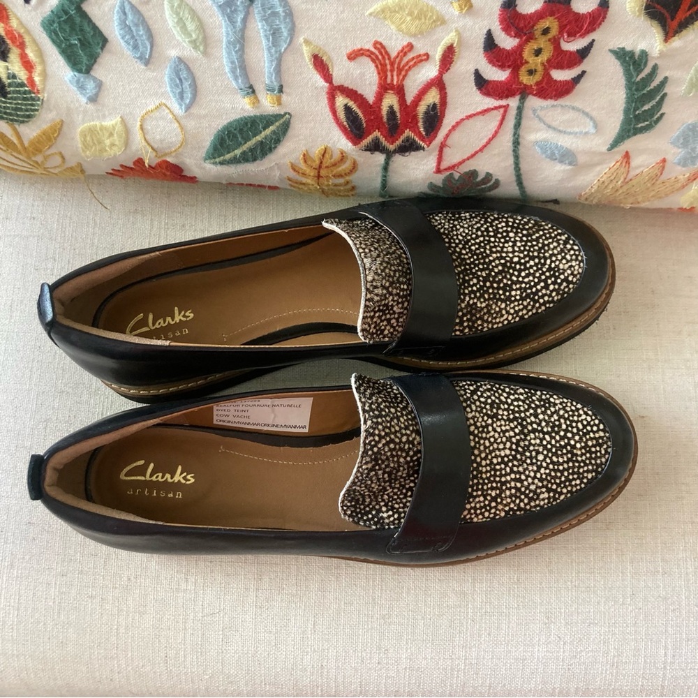 Clarks Artisan Glick Avalee Loafers Calf Hair size 8.5 NWOT - Picture 3 of 8